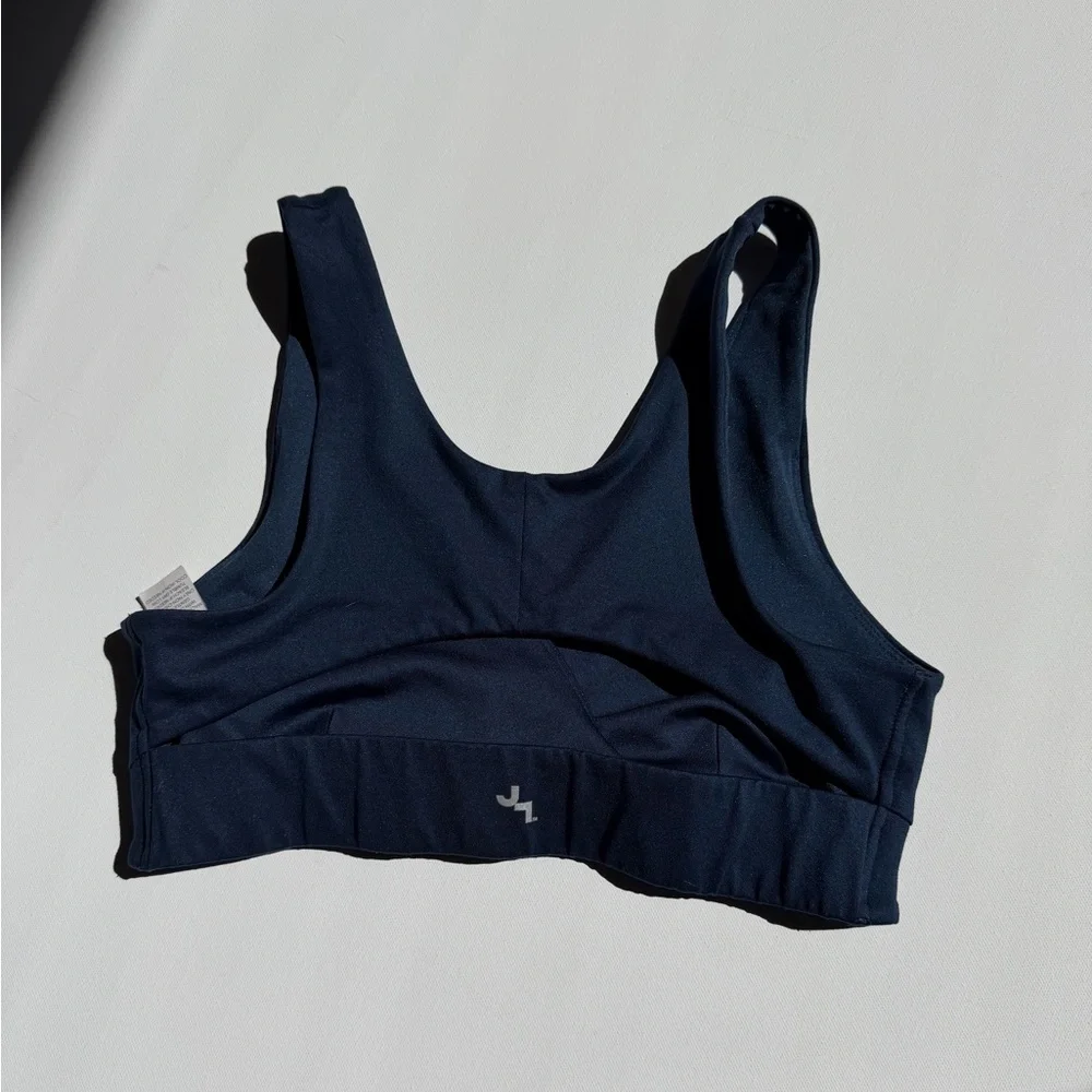 JoyLab Navy V Neck Sports Bra Medium Support Workout Yoga Activewear size M